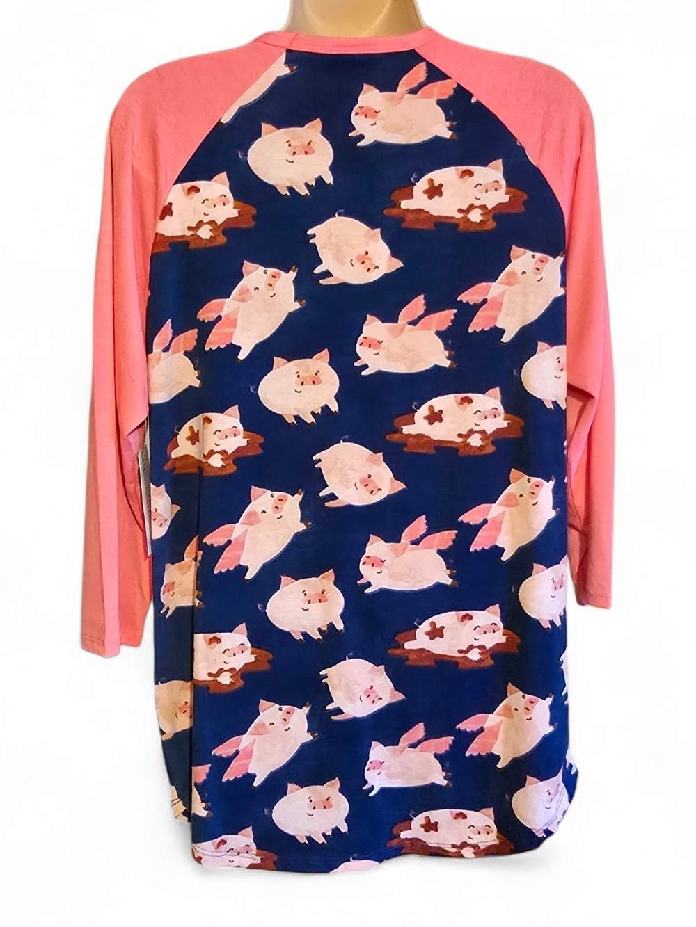 LuLaRoe Randy Flying Pig Baseball Tee NWT L - Picture 3 of 11